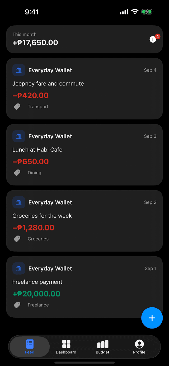 The Wamū feed showing journal entries