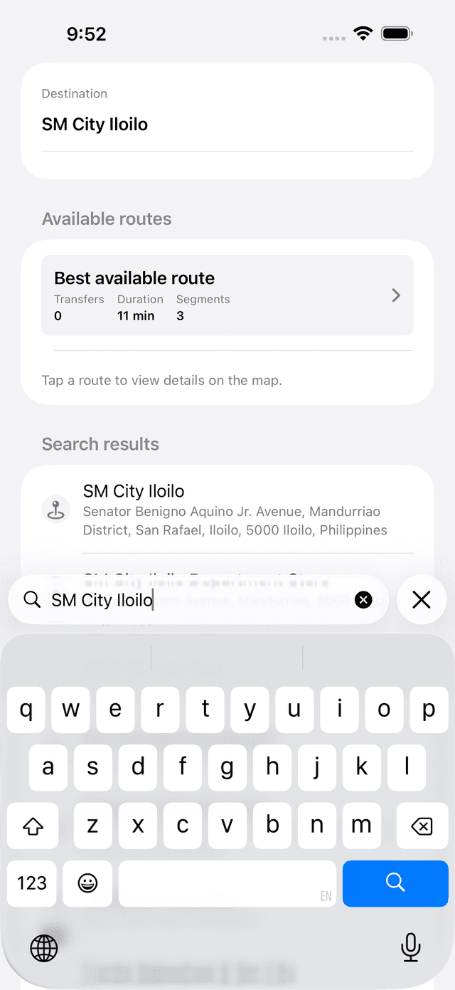 Planning a trip with transfers